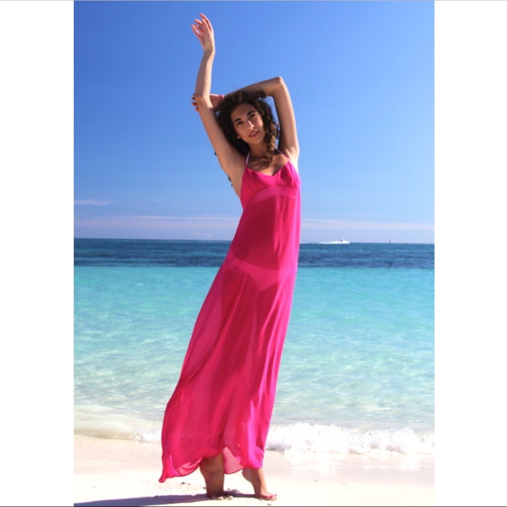 BCBG MaxAzria Beach Cover Up Sheer Maxi Dress